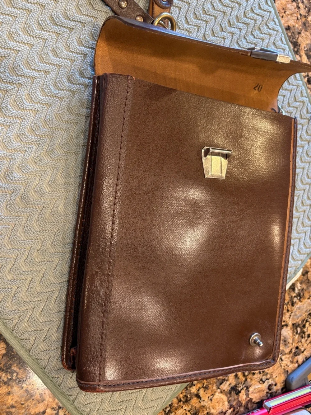 Vintage 1993 Russian Leather Officer Field Map Bag Military Satchel 12”x9”